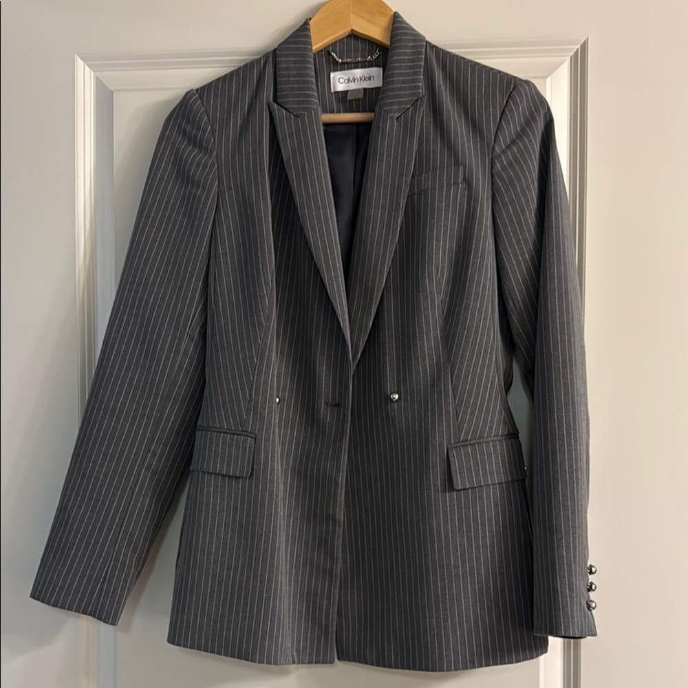 Calvin Klein Gray Pinstripe Blazer